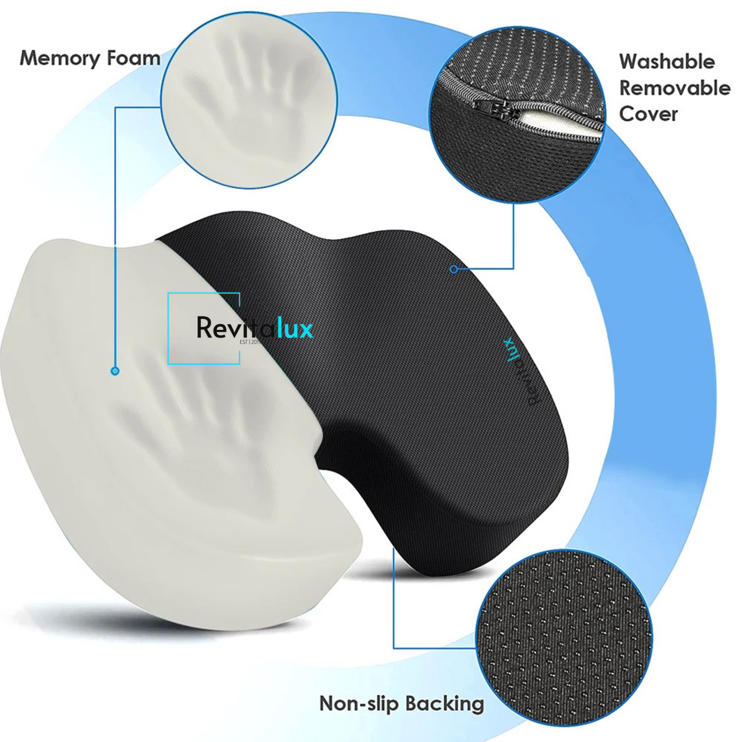 Revitalux™ Memory Foam U-Shaped Pillow for Chair