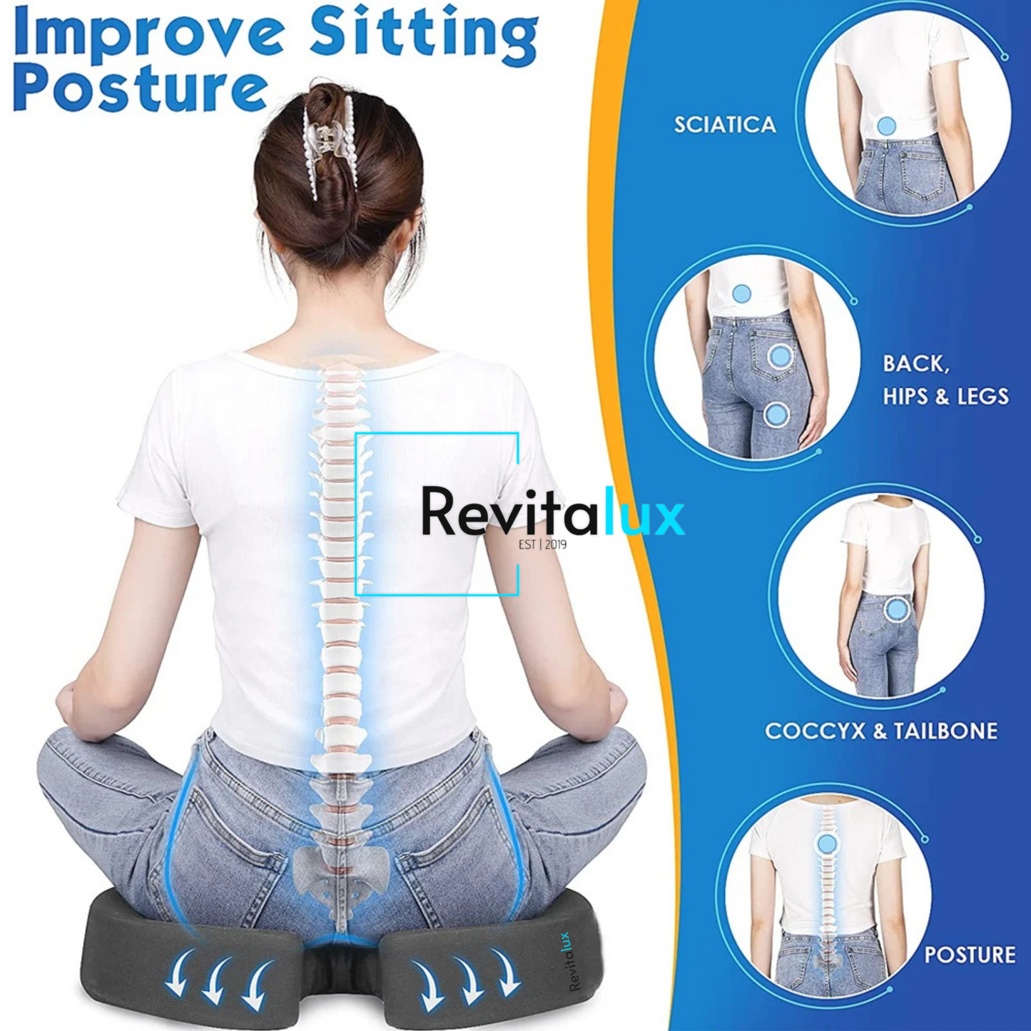 Revitalux™ Memory Foam U-Shaped Pillow for Chair