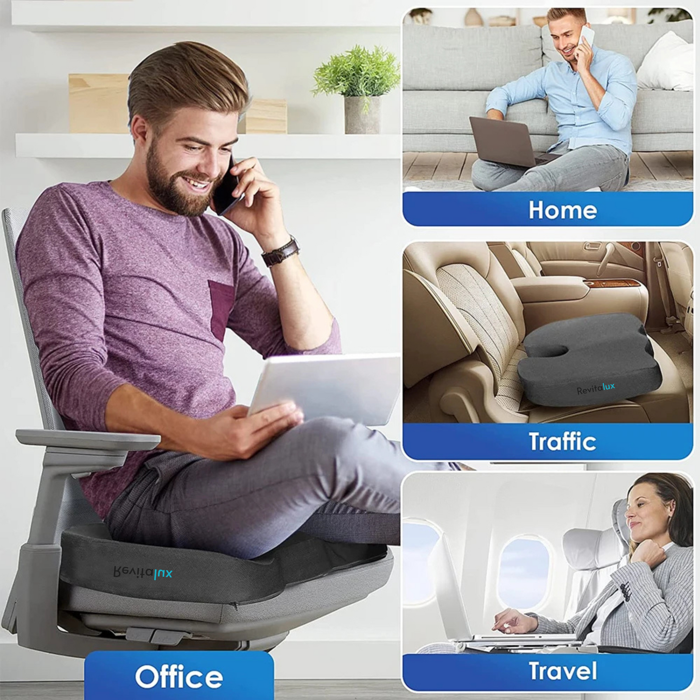 Revitalux™ Memory Foam U-Shaped Pillow for Chair