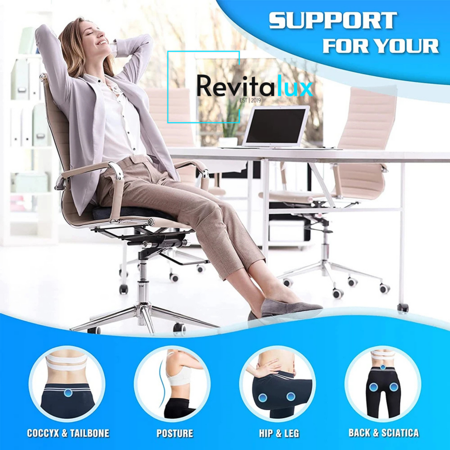 Revitalux™ Memory Foam U-Shaped Pillow for Chair